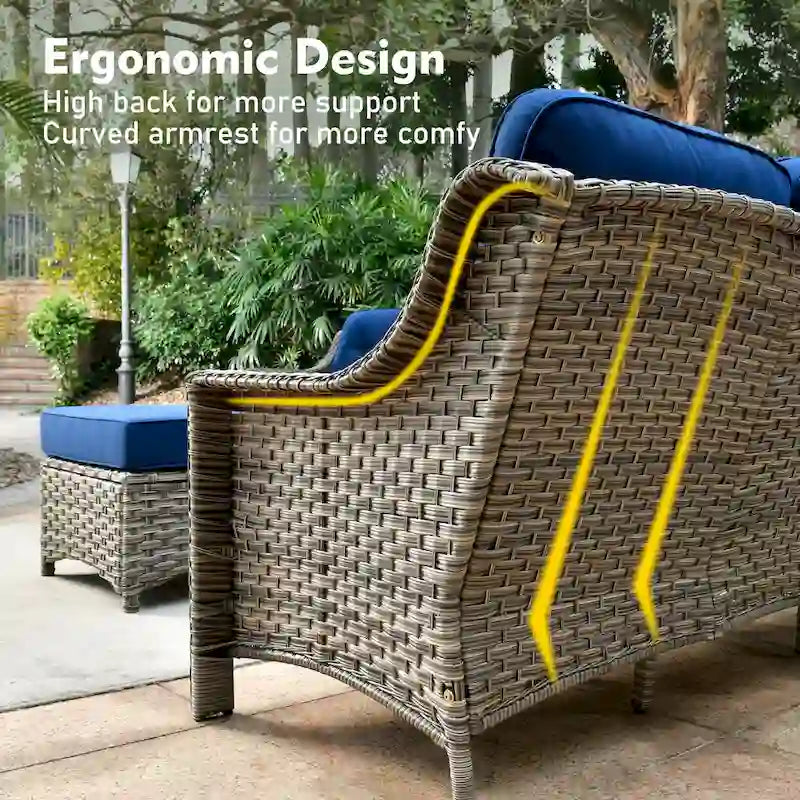 XIZZI Ensemble de mobilier d'extérieur 6 pièces à dossier haut avec fauteuil pivotant