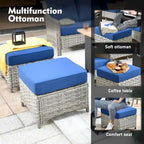 XIZZI Ensemble de mobilier d'extérieur 6 pièces à dossier haut avec fauteuil pivotant