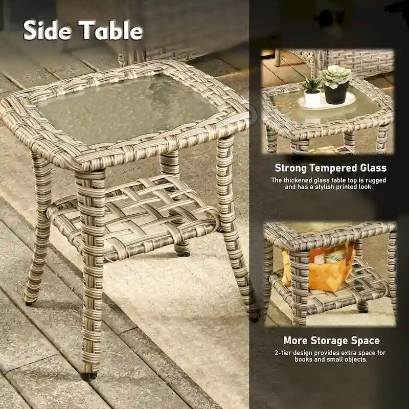XIZZI Ensemble de mobilier d'extérieur 6 pièces à dossier haut avec fauteuil pivotant