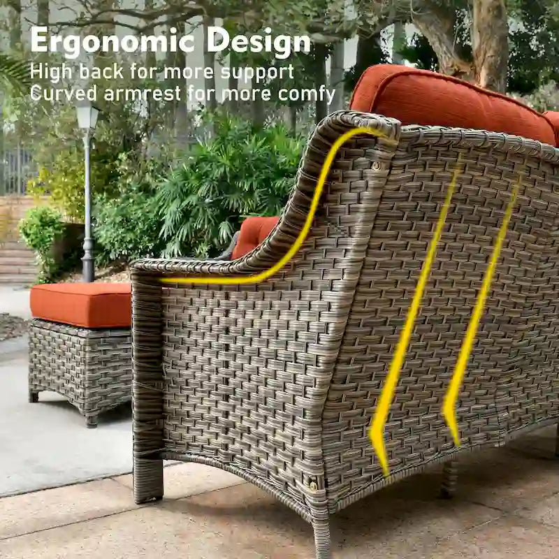 XIZZI Ensemble de mobilier d'extérieur 6 pièces à dossier haut avec fauteuil pivotant