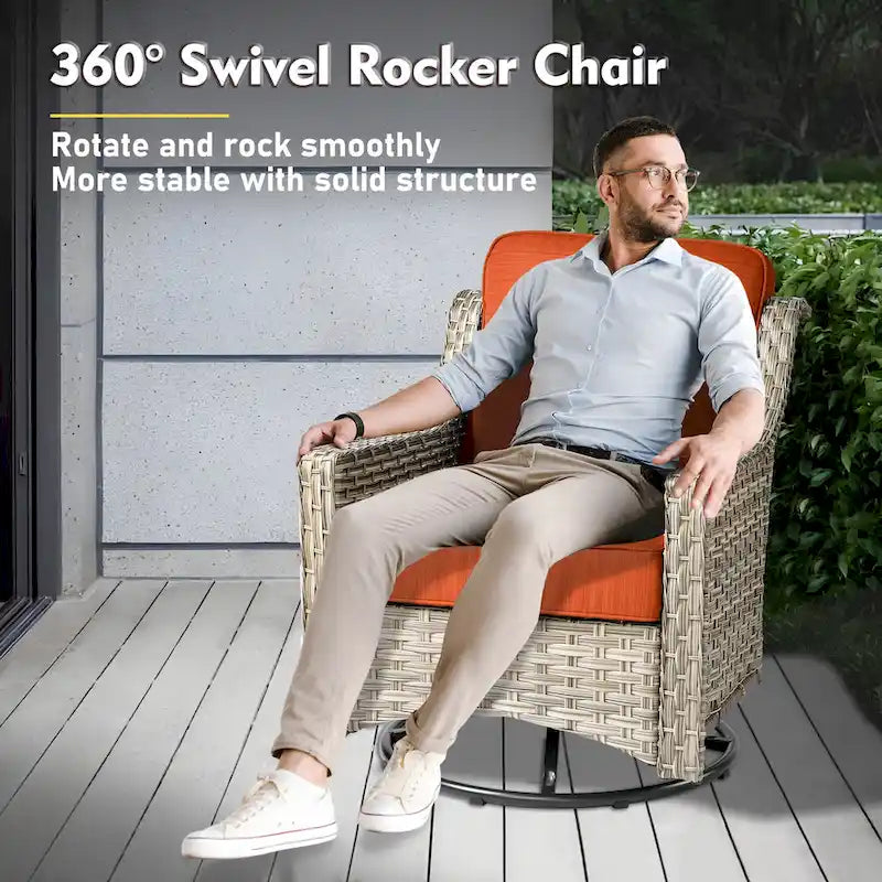XIZZI Ensemble de mobilier d'extérieur 6 pièces à dossier haut avec fauteuil pivotant