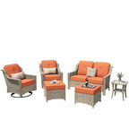 XIZZI Ensemble de mobilier d'extérieur 6 pièces à dossier haut avec fauteuil pivotant