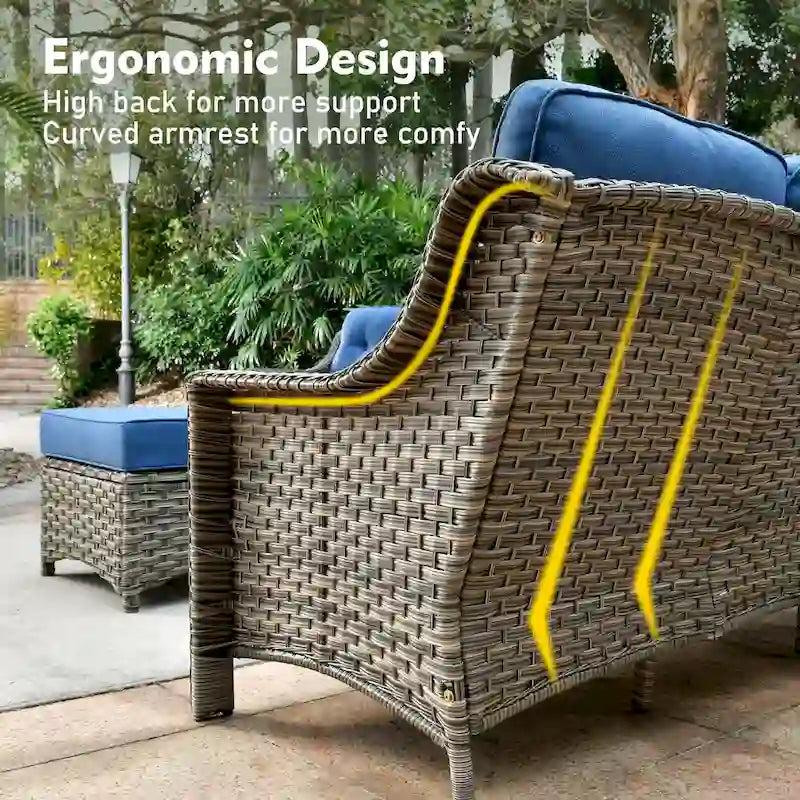 XIZZI Ensemble de mobilier d'extérieur 6 pièces à dossier haut avec fauteuil pivotant