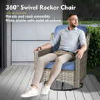 XIZZI Ensemble de mobilier d'extérieur 6 pièces à dossier haut avec fauteuil pivotant