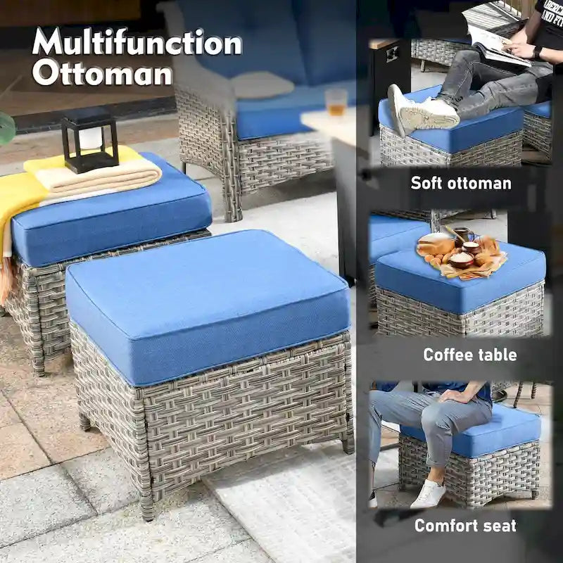 XIZZI Ensemble de mobilier d'extérieur 6 pièces à dossier haut avec fauteuil pivotant