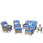 XIZZI Ensemble de mobilier d'extérieur 6 pièces à dossier haut avec fauteuil pivotant
