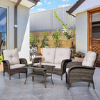 Pocassy Outdoor Patio Sofa Loveseat with Chair Coffee Table