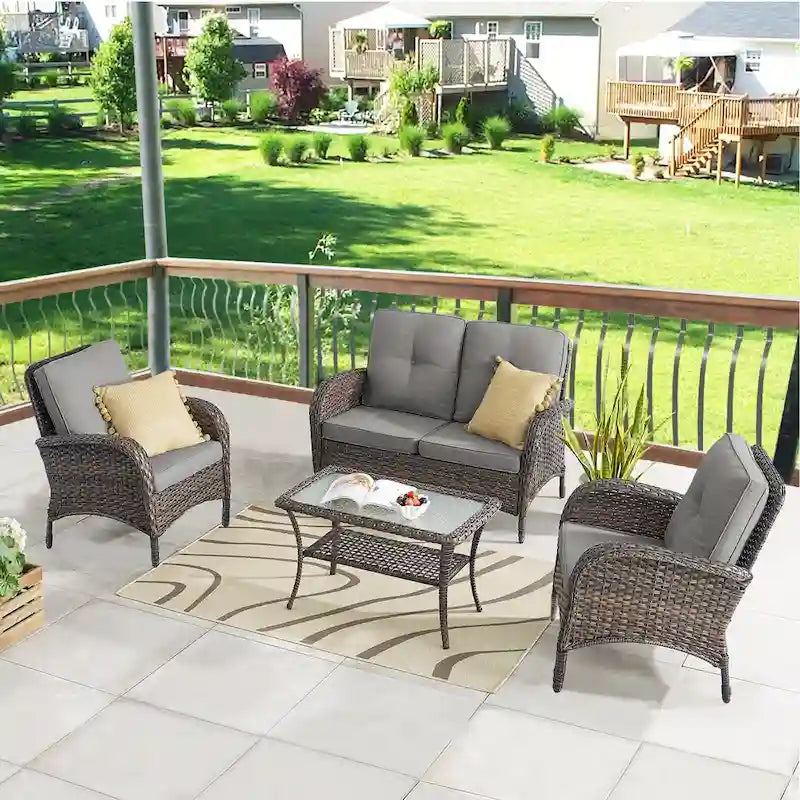 Canapé deux places et fauteuil de jardin Pocassy avec table basse
