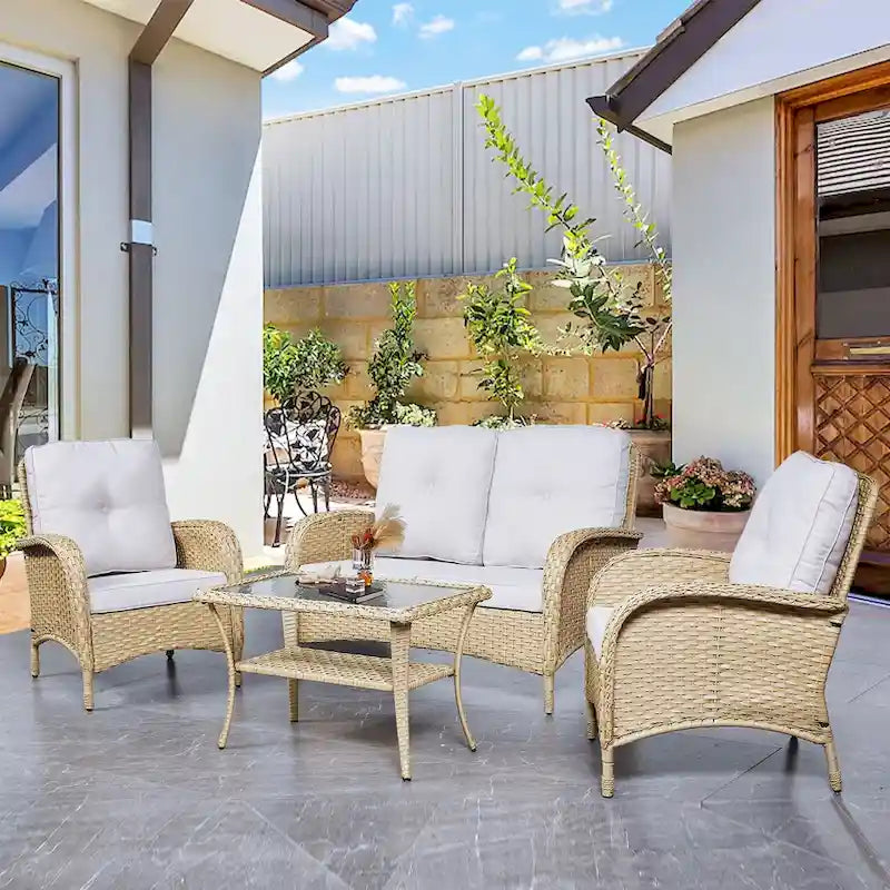 Canapé deux places et fauteuil de jardin Pocassy avec table basse
