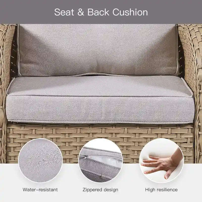 Canapé deux places et fauteuil de jardin Pocassy avec table basse