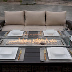 Ensemble de canapé d'extérieur en osier 5 pièces avec table brasero en aluminium