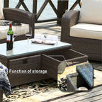 Ensemble de canapé d'extérieur en osier 5 pièces avec table brasero en aluminium