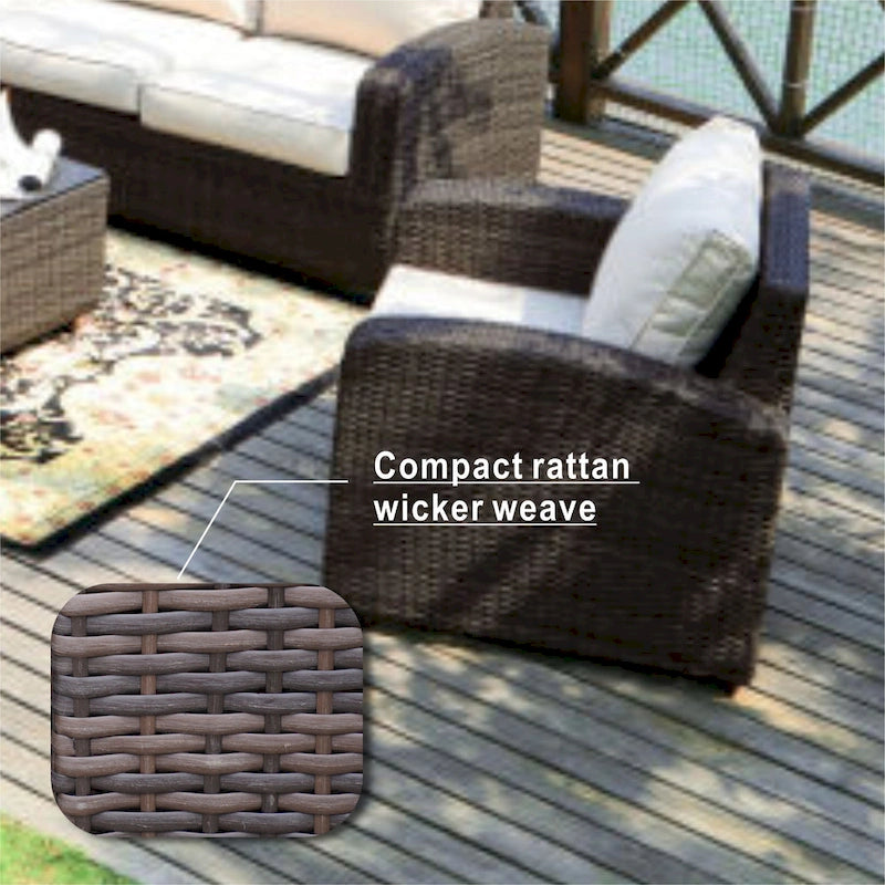 Ensemble de canapé d'extérieur en osier 5 pièces avec table brasero en aluminium
