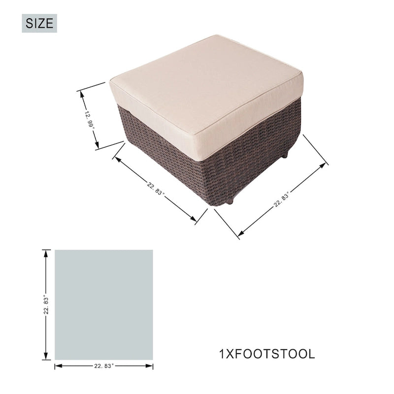 Ensemble de canapé d'extérieur en osier 5 pièces avec table brasero en aluminium