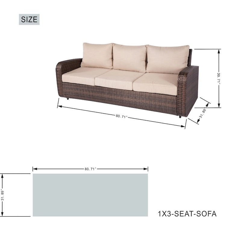 Ensemble de canapé d'extérieur en osier 5 pièces avec table brasero en aluminium
