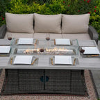Ensemble de canapé d'extérieur en osier 5 pièces avec table brasero en aluminium