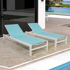 Patio Outdoor Aluminum Chaise Adjustable Recliner Lounger with Wheels