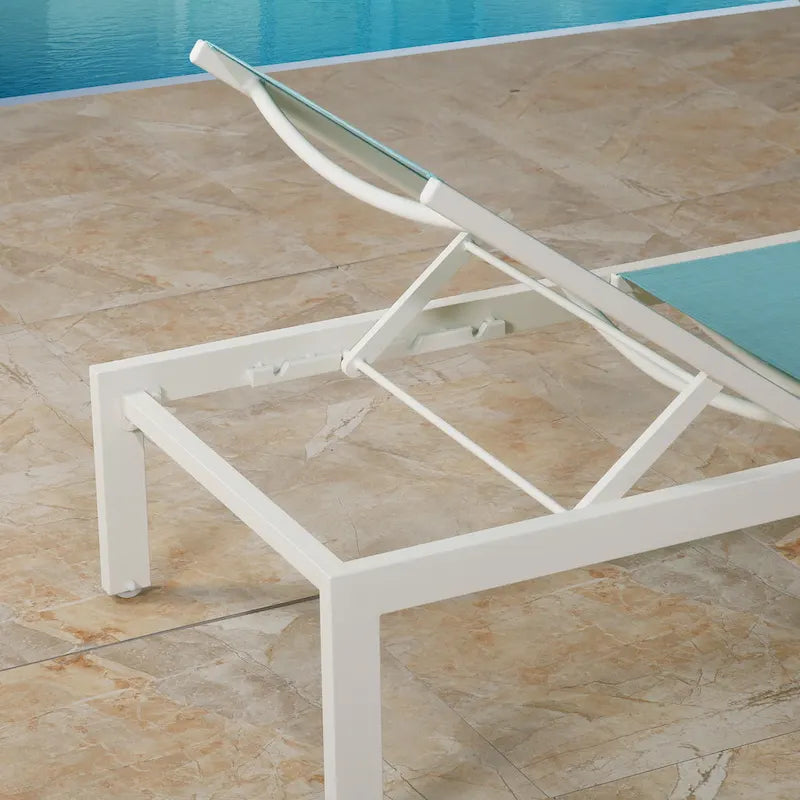 Chaise longue de jardin en aluminium inclinable et réglable avec roulettes