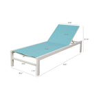 Chaise longue de jardin en aluminium inclinable et réglable avec roulettes
