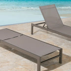 Chaise longue de jardin en aluminium inclinable et réglable avec roulettes
