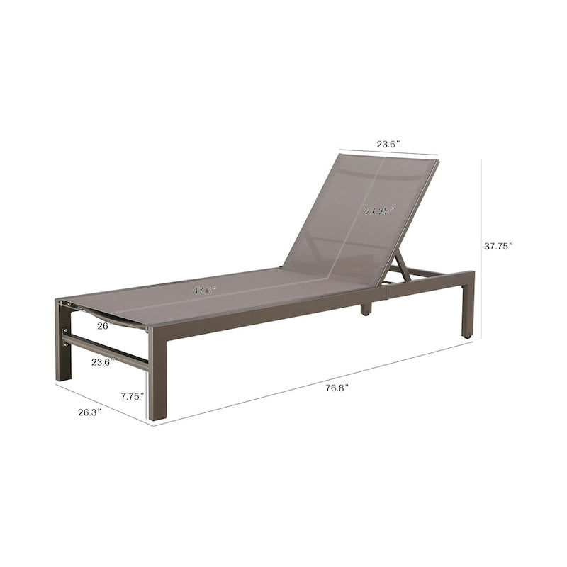 Chaise longue de jardin en aluminium inclinable et réglable avec roulettes