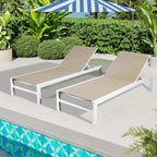 Chaise longue de jardin en aluminium inclinable et réglable avec roulettes