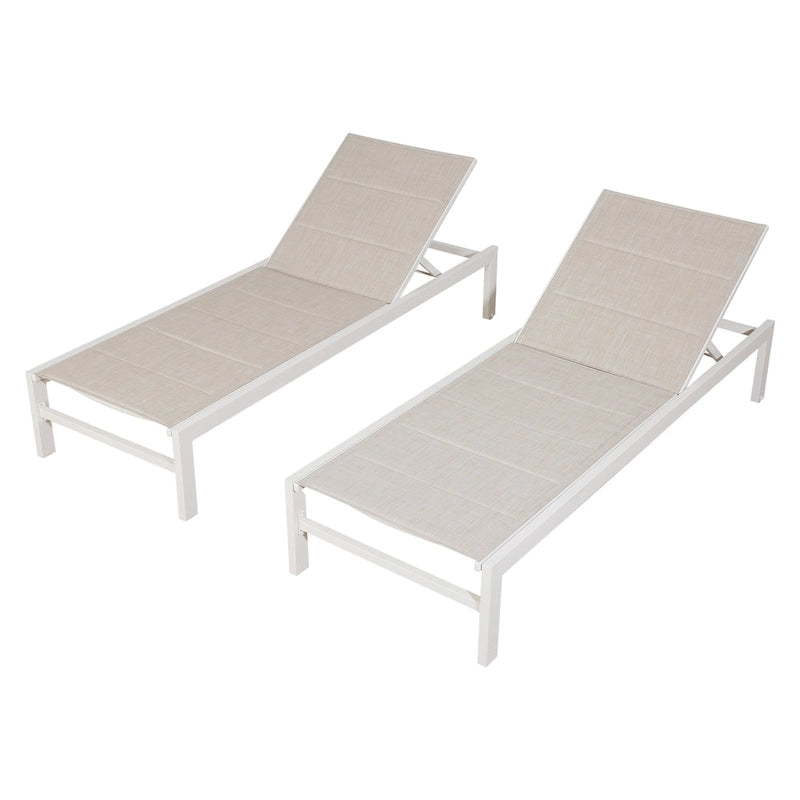 Chaise longue de jardin en aluminium inclinable et réglable avec roulettes
