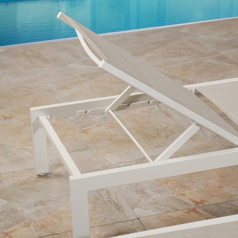 Chaise longue de jardin en aluminium inclinable et réglable avec roulettes