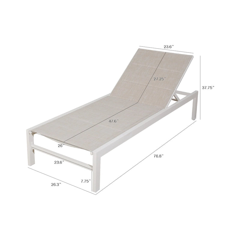 Chaise longue de jardin en aluminium inclinable et réglable avec roulettes