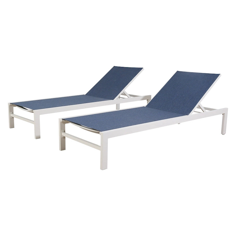 Chaise longue de jardin en aluminium inclinable et réglable avec roulettes