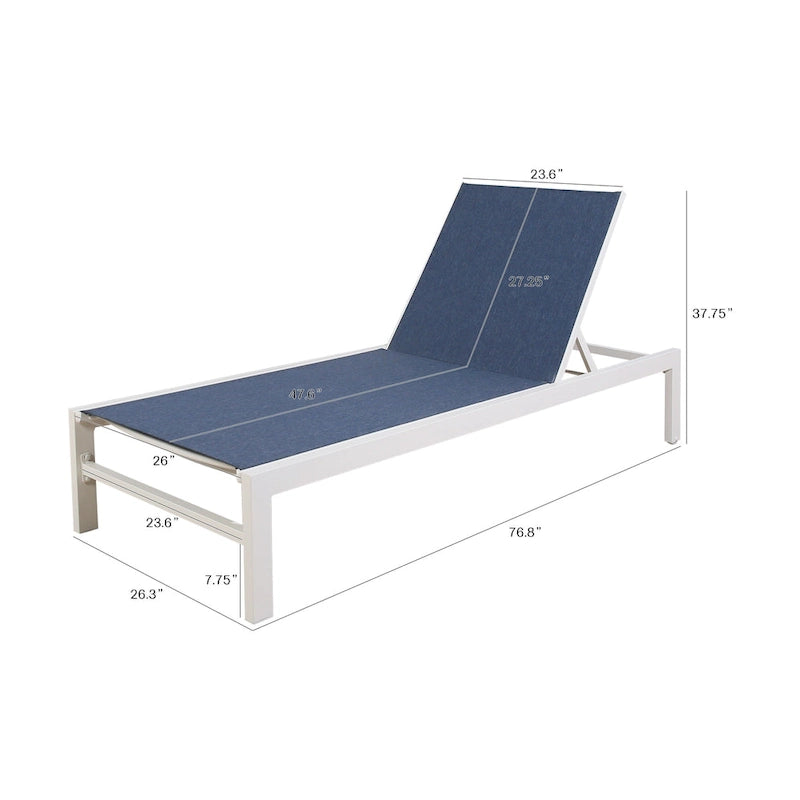 Chaise longue de jardin en aluminium inclinable et réglable avec roulettes