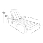 Chaise longue inclinable moderne et écologique Polytrends Shoreside en polypropylène avec accoudoirs, roulettes et table d'appoint (ensemble 3 pièces)