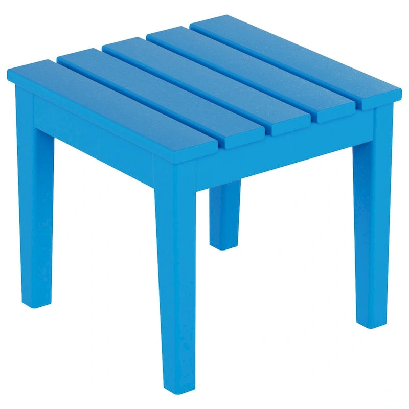 Chaise longue inclinable moderne et écologique Polytrends Shoreside en polypropylène avec accoudoirs, roulettes et table d'appoint (ensemble 3 pièces)