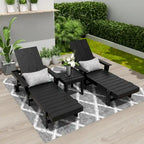 Chaise longue inclinable moderne et écologique Polytrends Shoreside en polypropylène avec accoudoirs, roulettes et table d'appoint (ensemble 3 pièces)