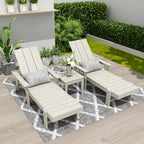 Chaise longue inclinable moderne et écologique Polytrends Shoreside en polypropylène avec accoudoirs, roulettes et table d'appoint (ensemble 3 pièces)