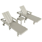 Chaise longue inclinable moderne et écologique Polytrends Shoreside en polypropylène avec accoudoirs, roulettes et table d'appoint (ensemble 3 pièces)