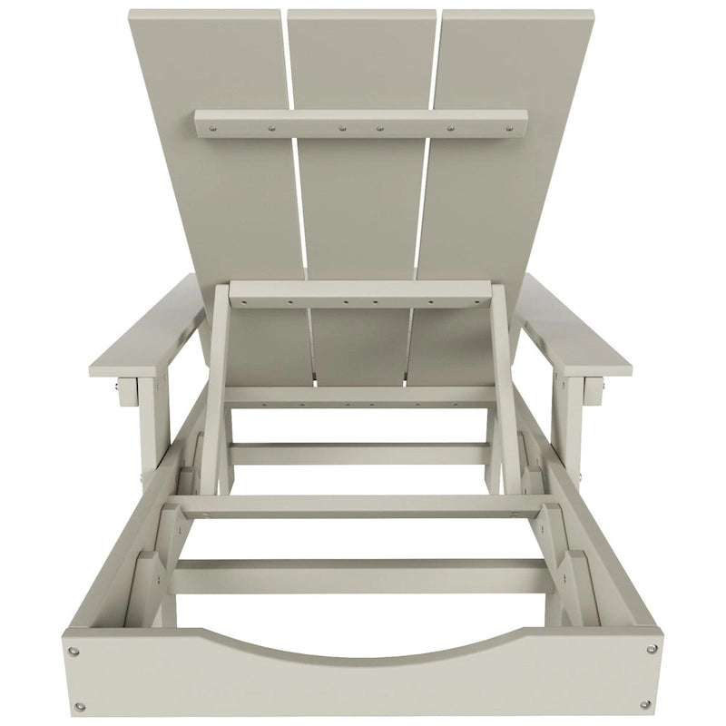 Chaise longue inclinable moderne et écologique Polytrends Shoreside en polypropylène avec accoudoirs, roulettes et table d'appoint (ensemble 3 pièces)