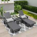 Chaise longue inclinable moderne et écologique Polytrends Shoreside en polypropylène avec accoudoirs, roulettes et table d'appoint (ensemble 3 pièces)