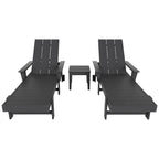 Chaise longue inclinable moderne et écologique Polytrends Shoreside en polypropylène avec accoudoirs, roulettes et table d'appoint (ensemble 3 pièces)