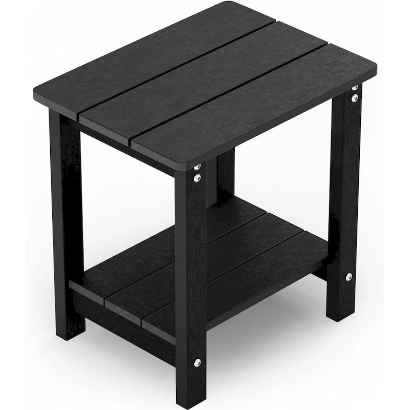 WINSOON Outside Adirondack Square Side Table, Weather Resistant Patio Table Double Layers