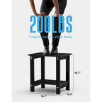 WINSOON Table d'appoint carrée d'extérieur Adirondack, Table de patio à double couche résistante aux intempéries