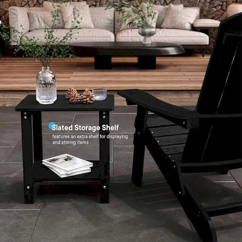 WINSOON Table d'appoint carrée d'extérieur Adirondack, Table de patio à double couche résistante aux intempéries