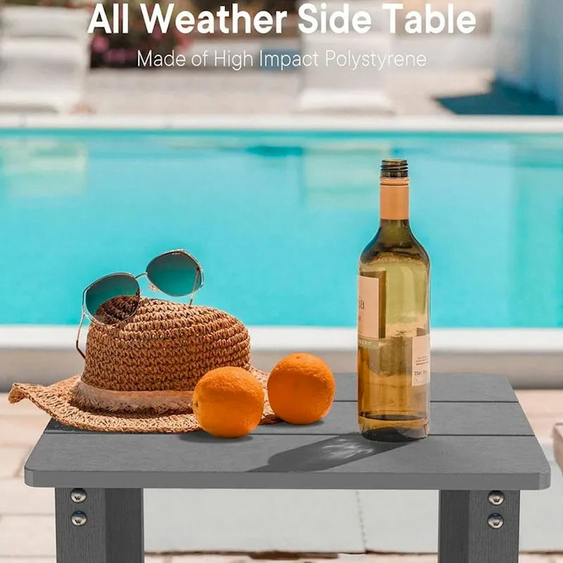 WINSOON Table d'appoint carrée d'extérieur Adirondack, Table de patio à double couche résistante aux intempéries