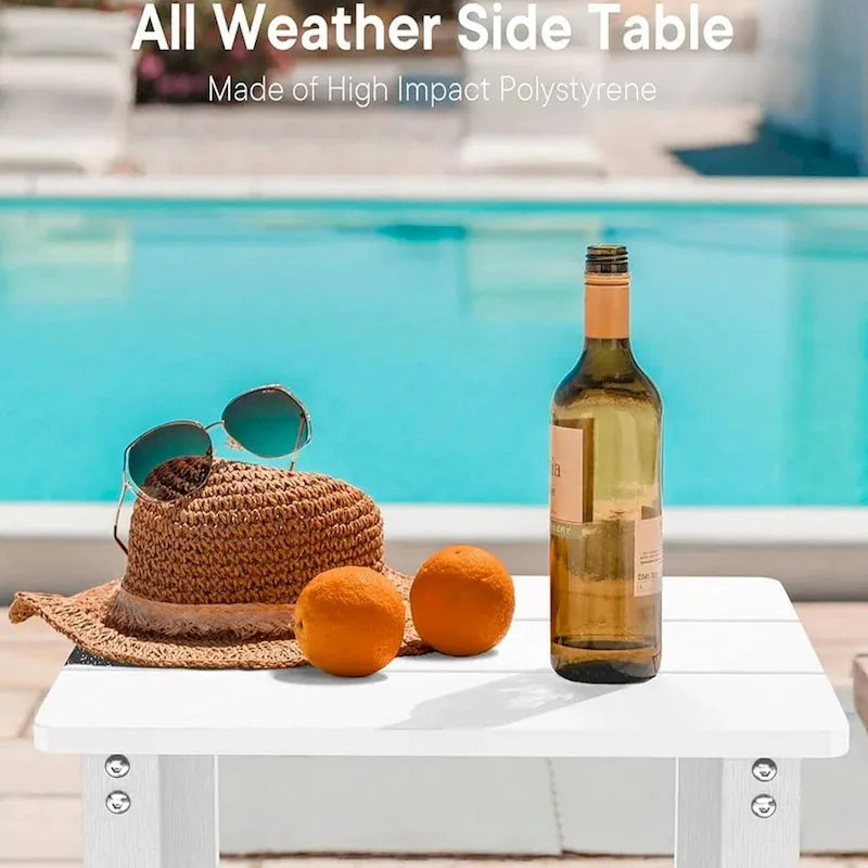 WINSOON Table d'appoint carrée d'extérieur Adirondack, Table de patio à double couche résistante aux intempéries