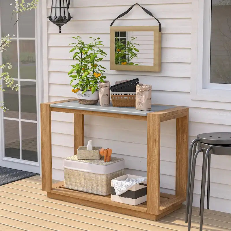 Table console rectangulaire en bois de pin COSICOZY pour l'extérieur