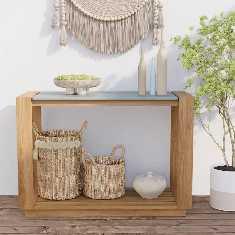 Table console rectangulaire en bois de pin COSICOZY pour l'extérieur