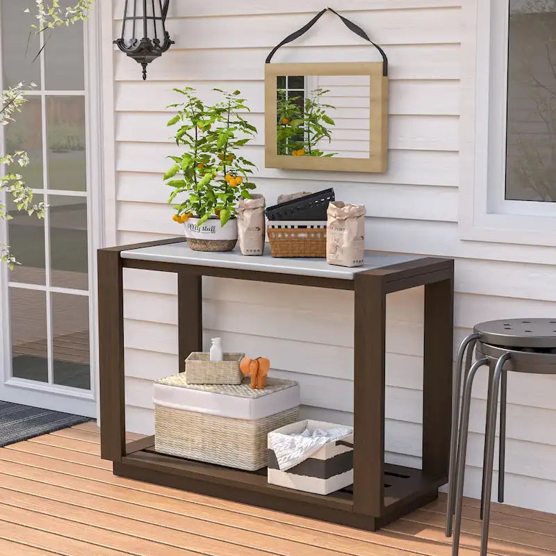 Table console rectangulaire en bois de pin COSICOZY pour l'extérieur
