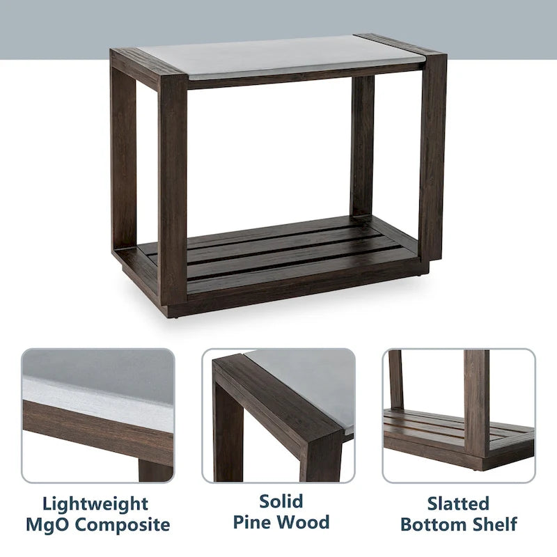 Table console rectangulaire en bois de pin COSICOZY pour l'extérieur
