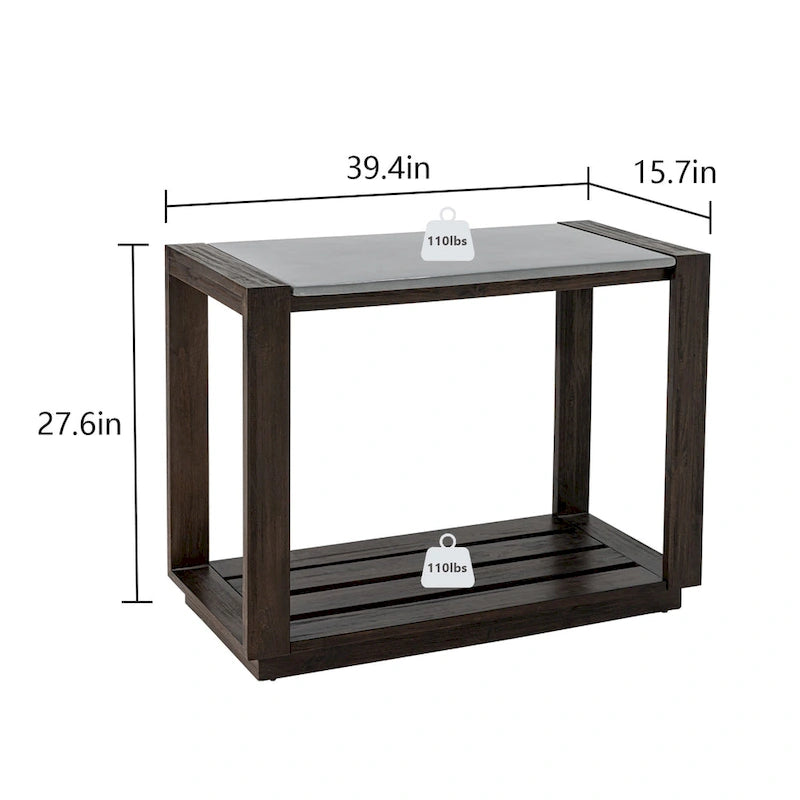 Table console rectangulaire en bois de pin COSICOZY pour l'extérieur