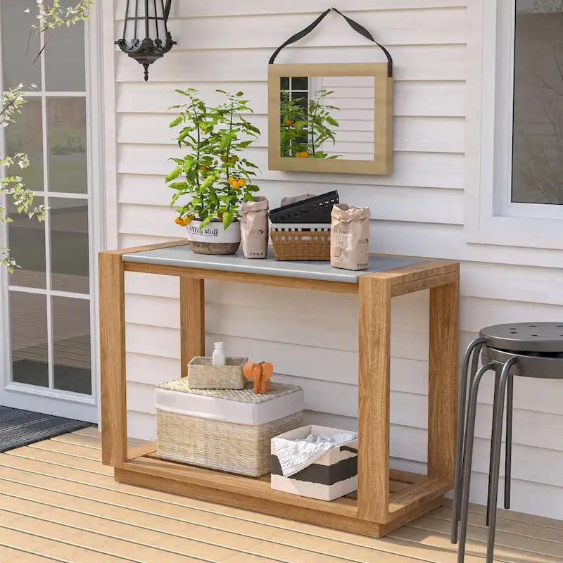 Table console rectangulaire en bois de pin COSICOZY pour l'extérieur